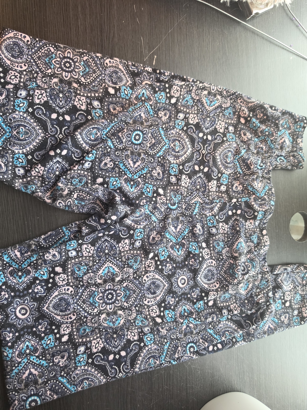 Bobbie Brooks Black Paisley Leggings with Teal and Light Pink Accents